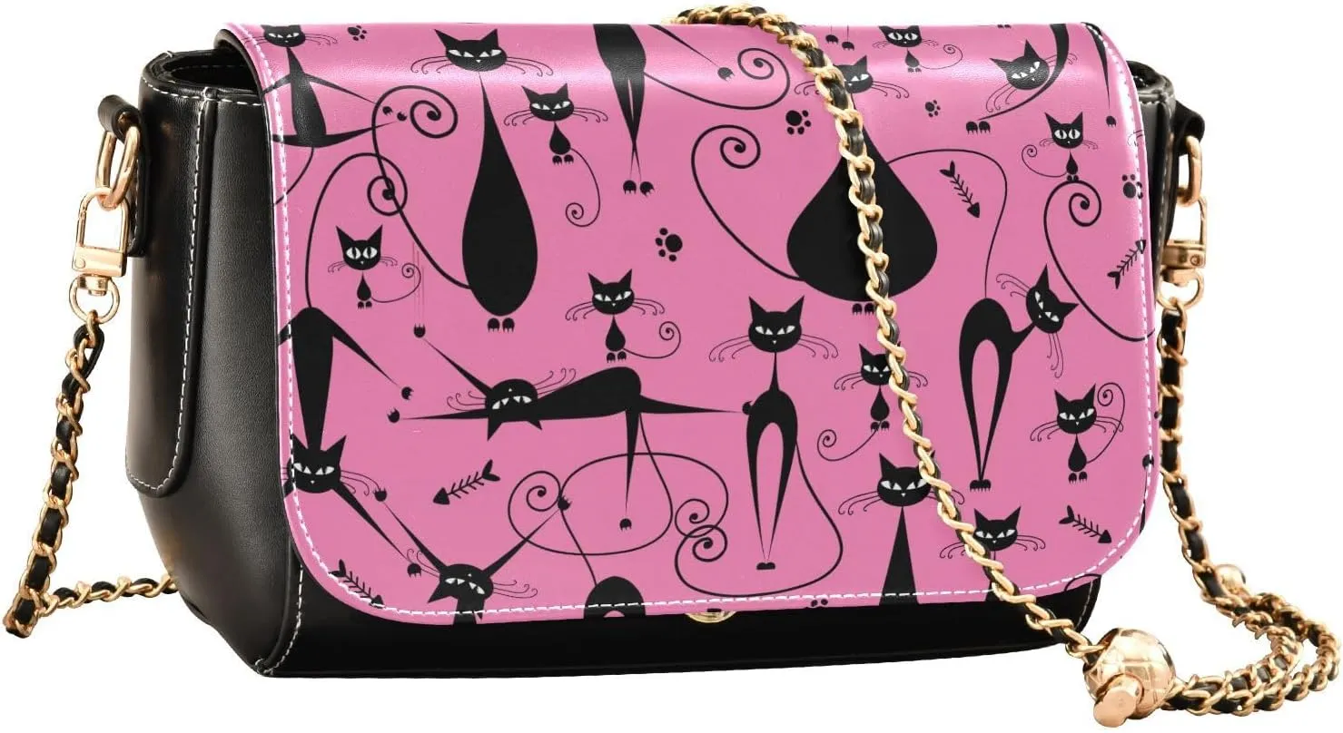 Crossbody Bags for Women Trendy Women's Black Shoulder Bag Small PU Leather Flap Cross Body Bag Handbags
