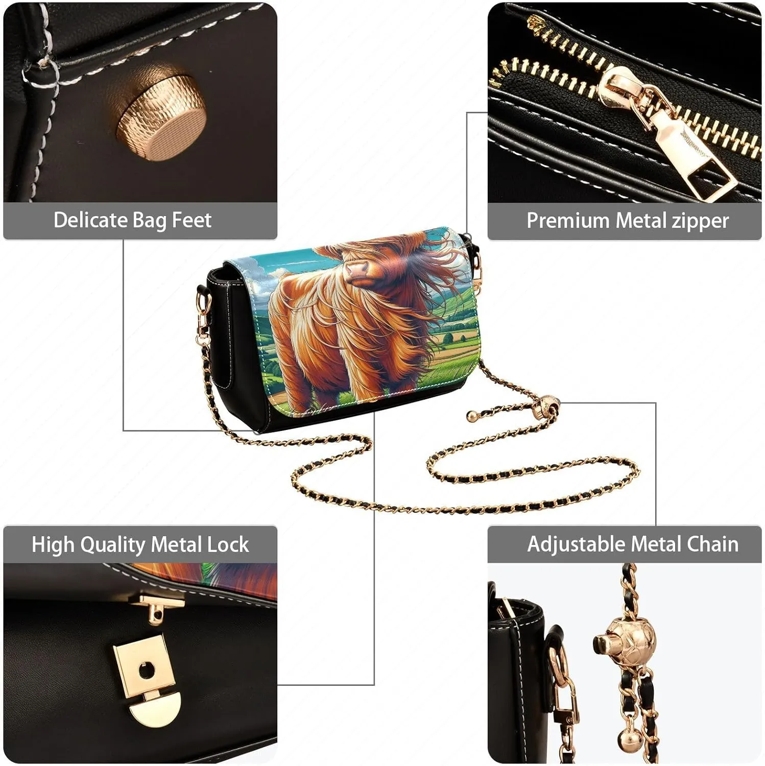 Crossbody Bags for Women Trendy Women's Black Shoulder Bag Small PU Leather Flap Cross Body Bag Handbags