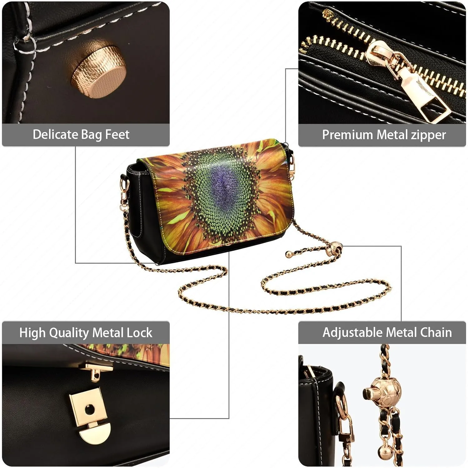 Crossbody Bags for Women Trendy Women's Black Shoulder Bag Small PU Leather Flap Cross Body Bag Handbags