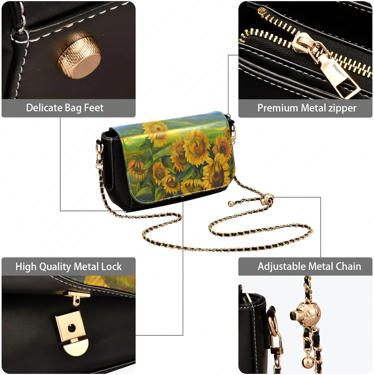 Crossbody Bags for Women Trendy Women's Black Shoulder Bag Small PU Leather Flap Cross Body Bag Handbags