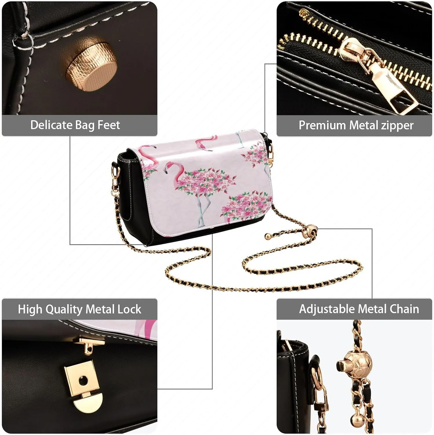 Crossbody Bags for Women Trendy Women's Black Shoulder Bag Small PU Leather Flap Cross Body Bag Handbags