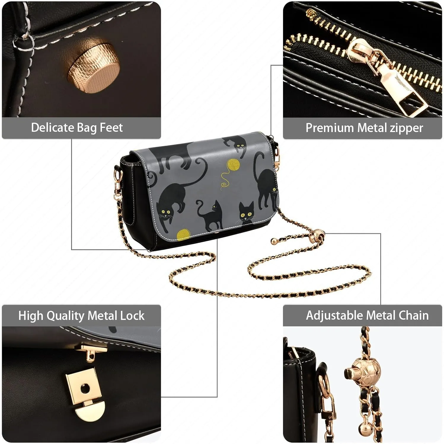 Crossbody Bags for Women Trendy Women's Black Shoulder Bag Small PU Leather Flap Cross Body Bag Handbags