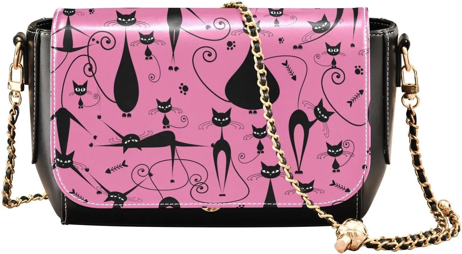 Crossbody Bags for Women Trendy Women's Black Shoulder Bag Small PU Leather Flap Cross Body Bag Handbags