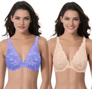 Curve Muse Women's Plus Size Minimizer Unlined Underwire Full Coverage Bra