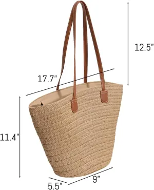 Custom Embroidery Straw Beach Bags with Your Text/Name,Personalized Women Woven Tote Bags,Handbag for Travel,Vacation