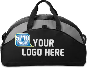 Custom Sport Duffel Bag Add Your Embroidered Logo 5/10 Pack Medium Sport Gym Water Resistant Duffel BagBlack