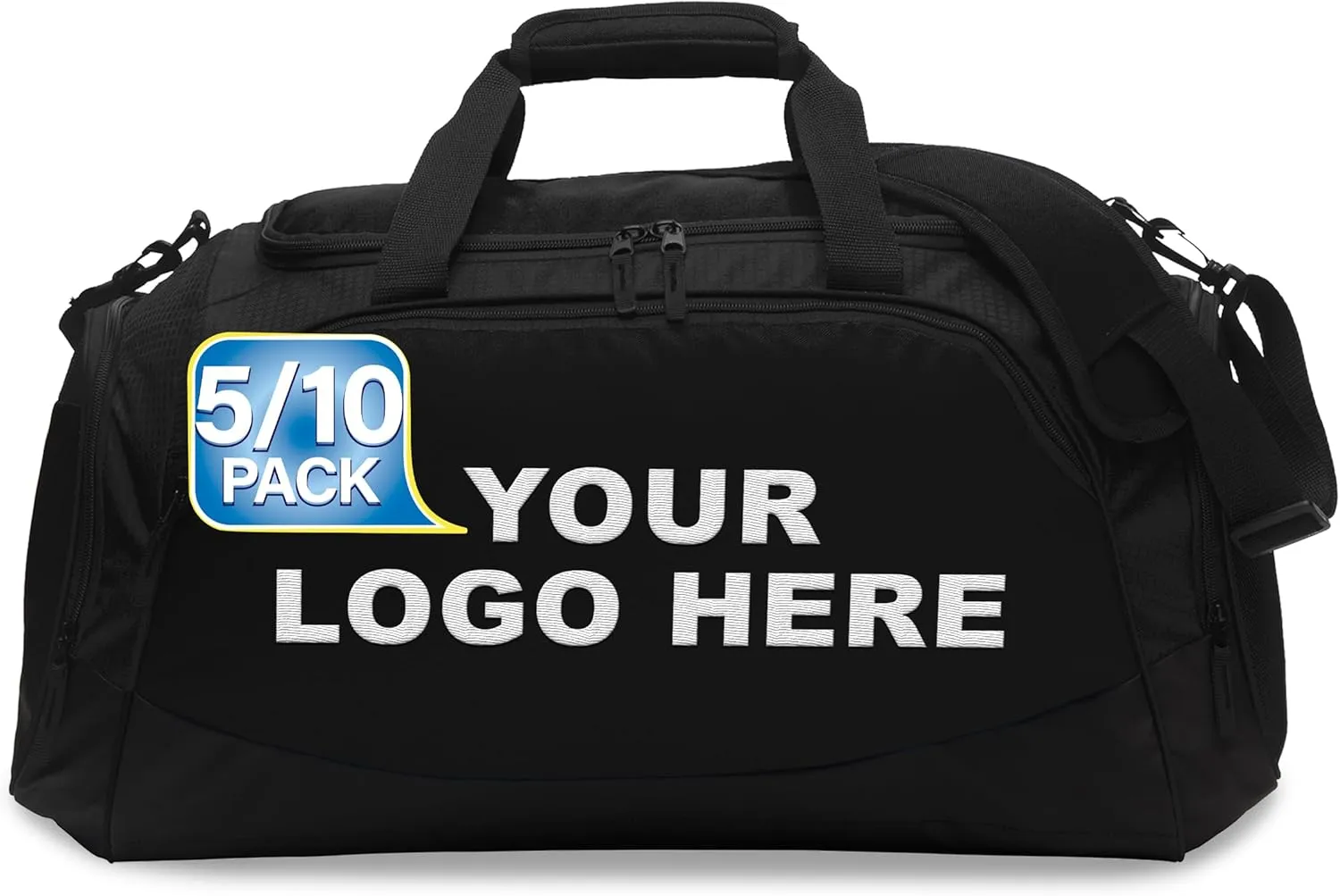 Custom Sport Duffel Bag Embroidered Logo 5/10 Pack Medium Active Sport Gym Travel Bag Black Black