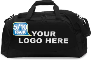 Custom Sport Duffel Bag Embroidered Logo 5/10 Pack Medium Active Sport Gym Travel Bag Black Black