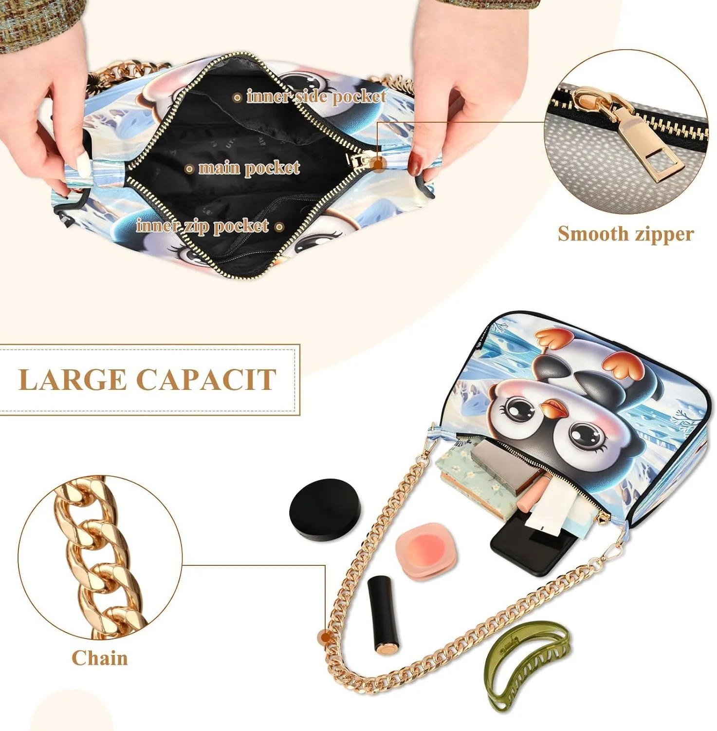 Cute Cartoon Penguin Mini Bag, Women Crossbody Bags