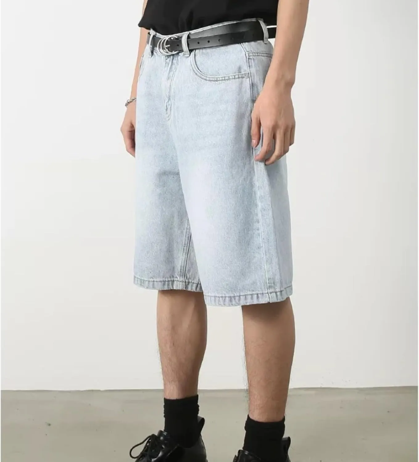 CUTEGAL Unisex Jorts Women Mid Rise Denim Shorts Wide Leg Baggy Jeans Men Casual Streetwear Y2k Pants