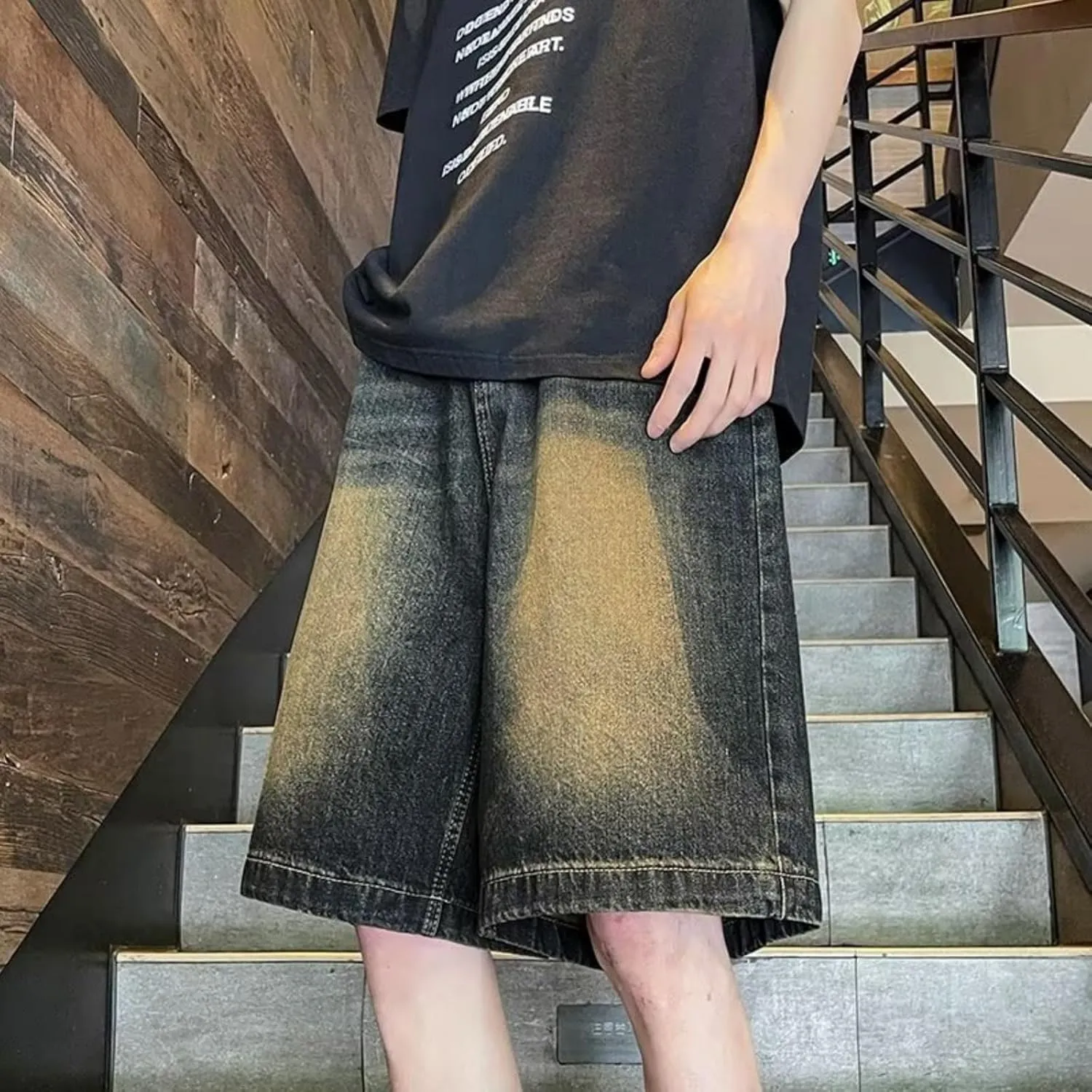 CUTEGAL Unisex Jorts Women Mid Rise Denim Shorts Wide Leg Baggy Jeans Men Casual Streetwear Y2k Pants
