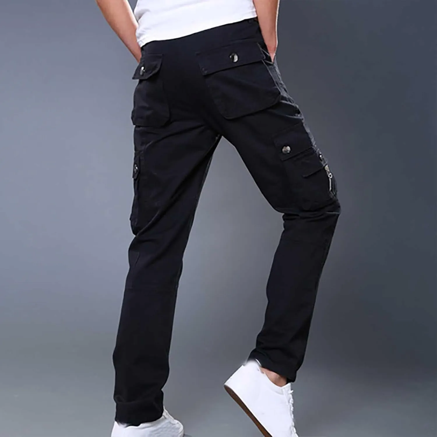 Dademeo Men Military Cargo Pants Combat Trousers Cotton Straight Leg Stretchy Active Pants Athletic Travel Pants with Pockets