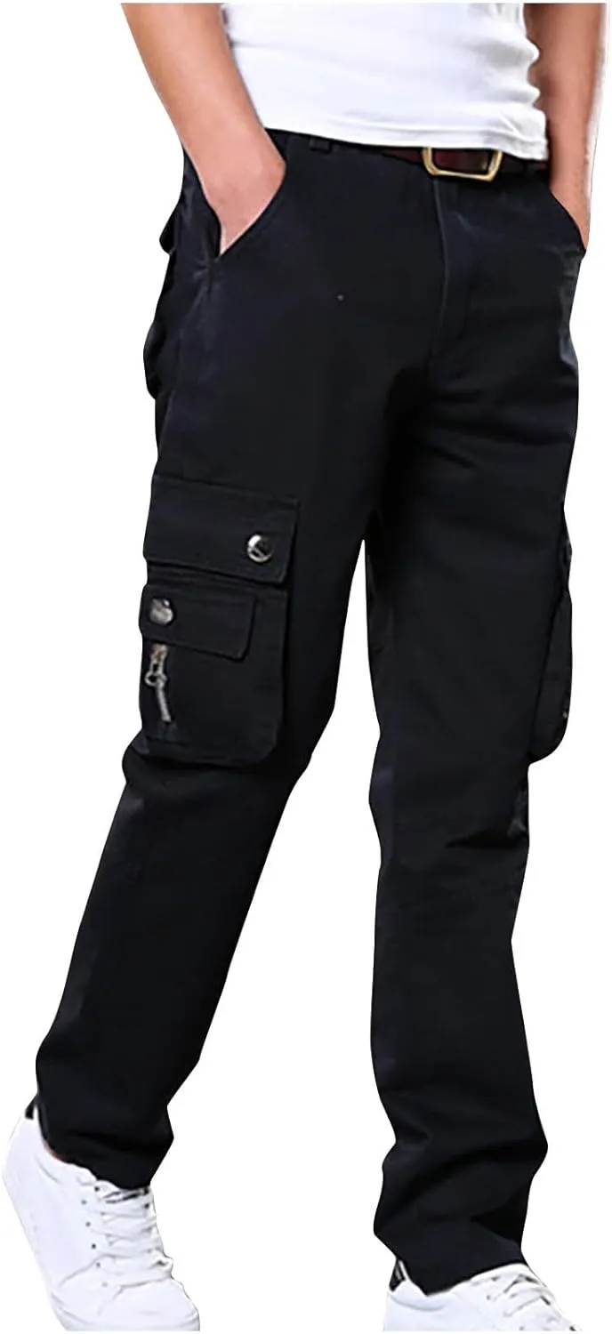 Dademeo Men Military Cargo Pants Combat Trousers Cotton Straight Leg Stretchy Active Pants Athletic Travel Pants with Pockets