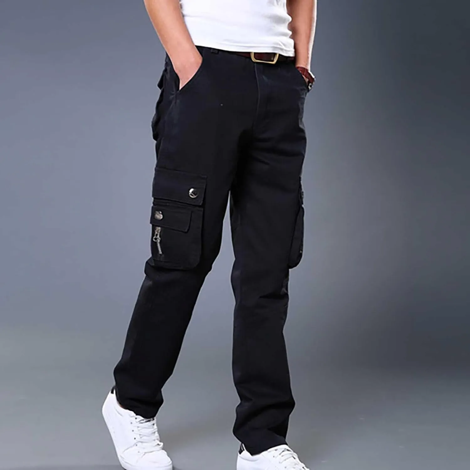 Dademeo Men Military Cargo Pants Combat Trousers Cotton Straight Leg Stretchy Active Pants Athletic Travel Pants with Pockets