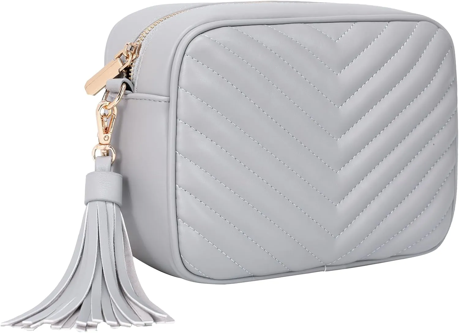 Daisy Rose Quilted Shoulder Cross Body Bag & Detachable Tassel, PU Vegan Leather