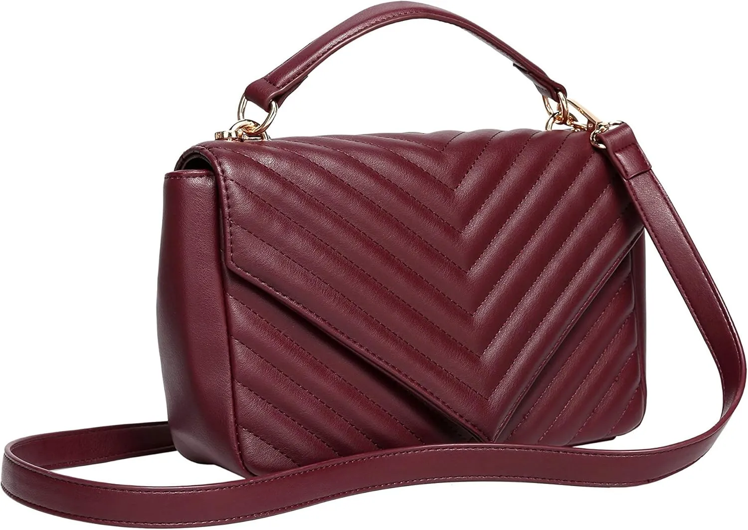 Daisy Rose Quilted Shoulder Cross Body Bag with Top Handle, PU Vegan Leather