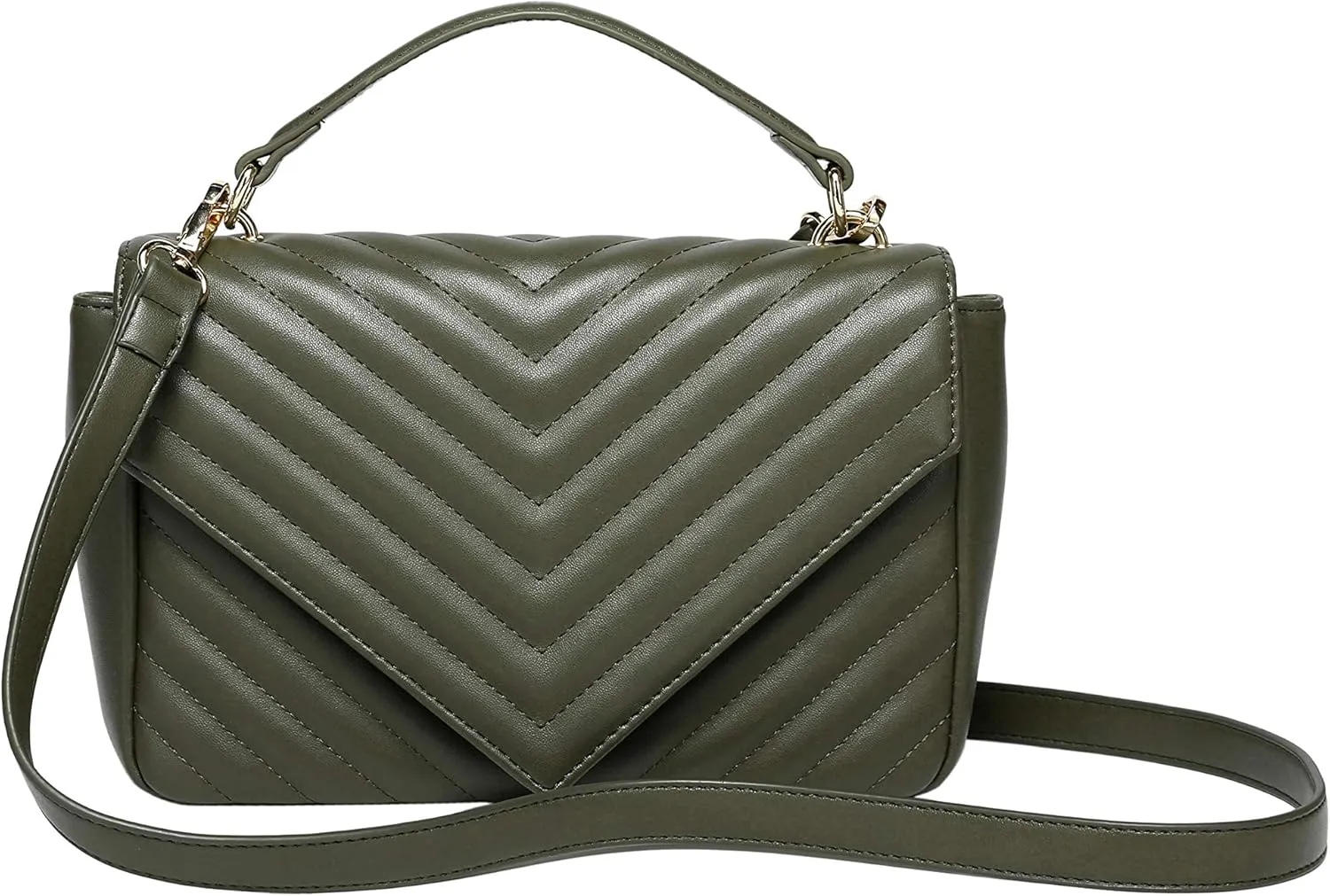 Daisy Rose Quilted Shoulder Cross Body Bag with Top Handle, PU Vegan Leather