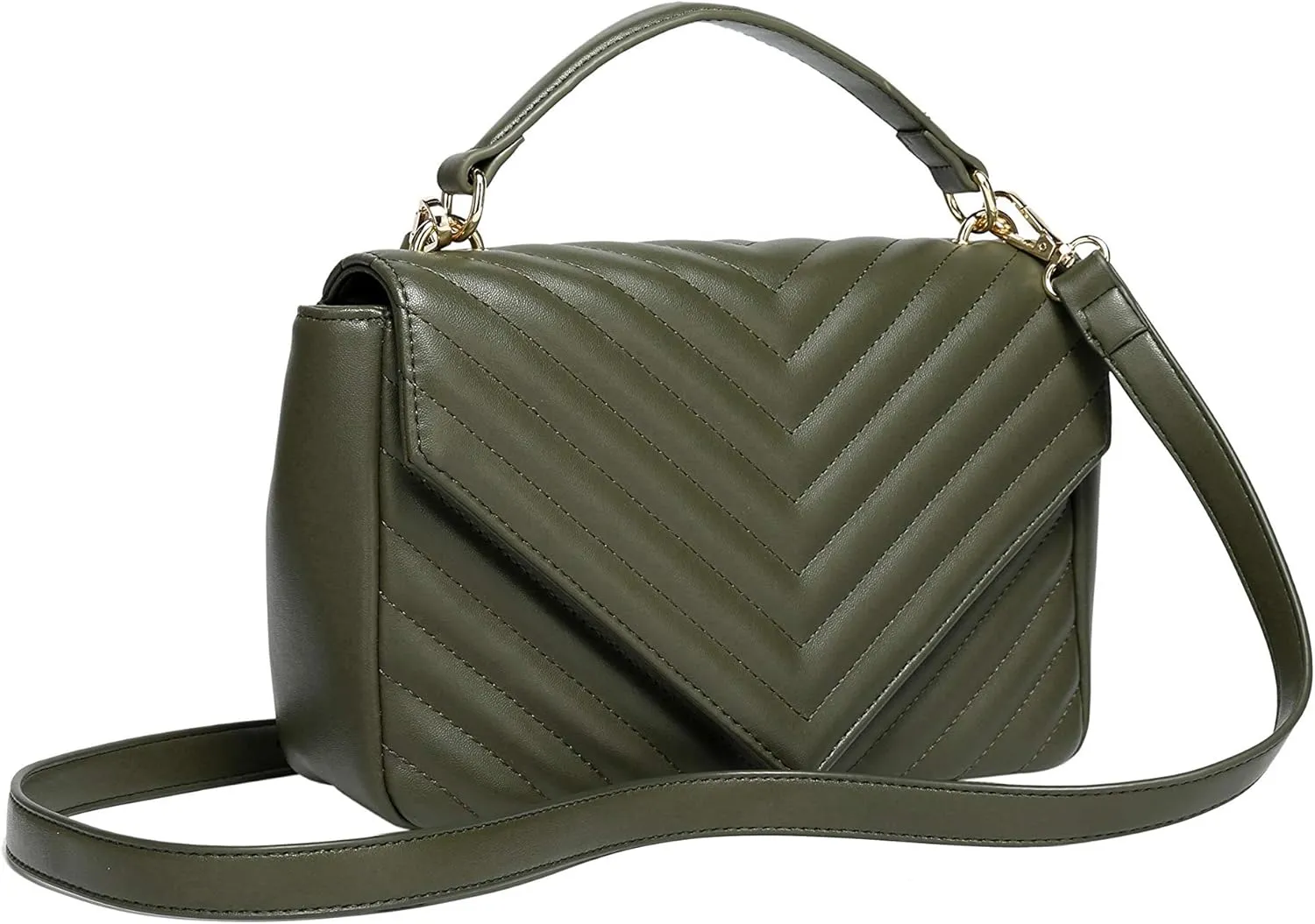 Daisy Rose Quilted Shoulder Cross Body Bag with Top Handle, PU Vegan Leather