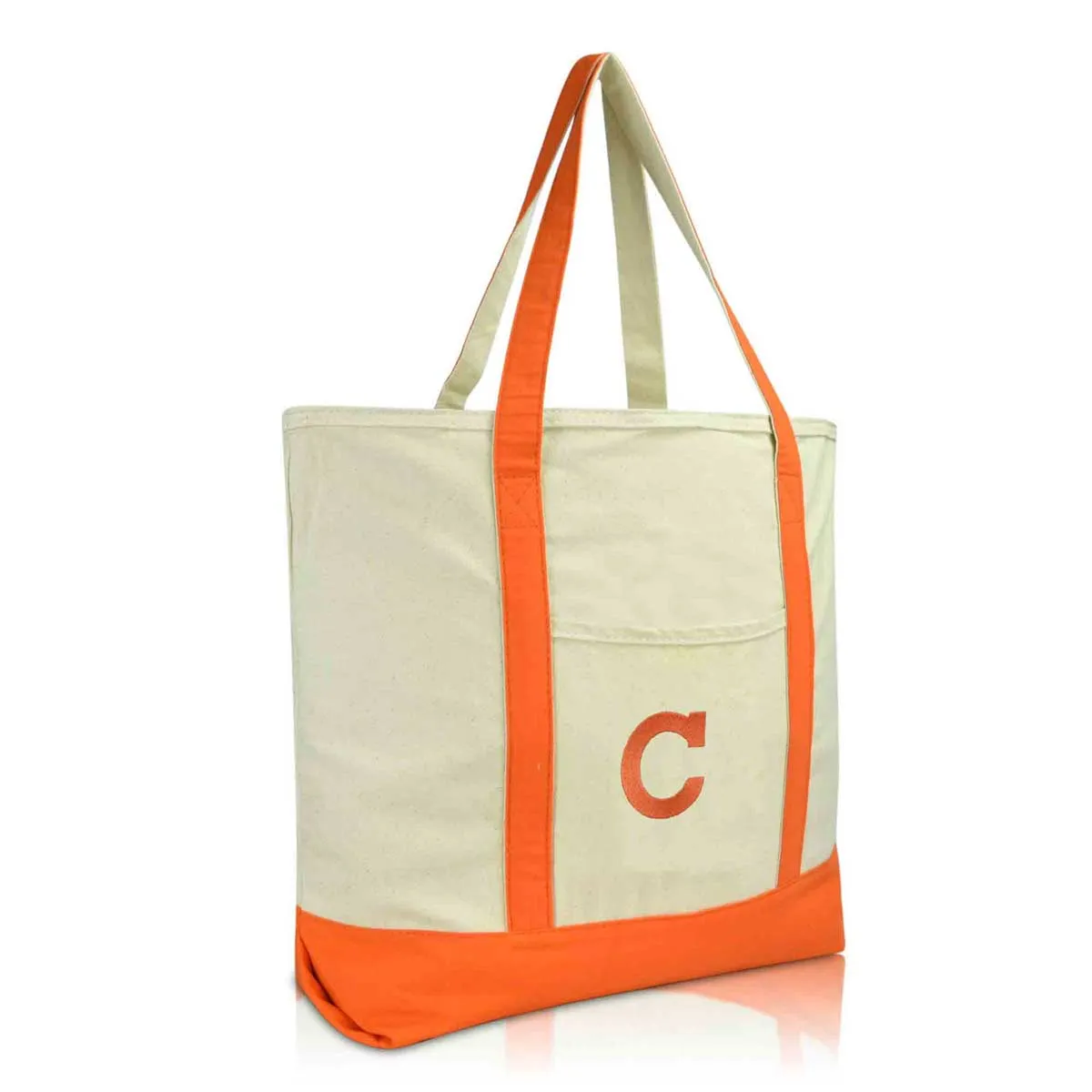Dalix Initial Tote Bag Personalized Monogram Zippered Top Letter - C