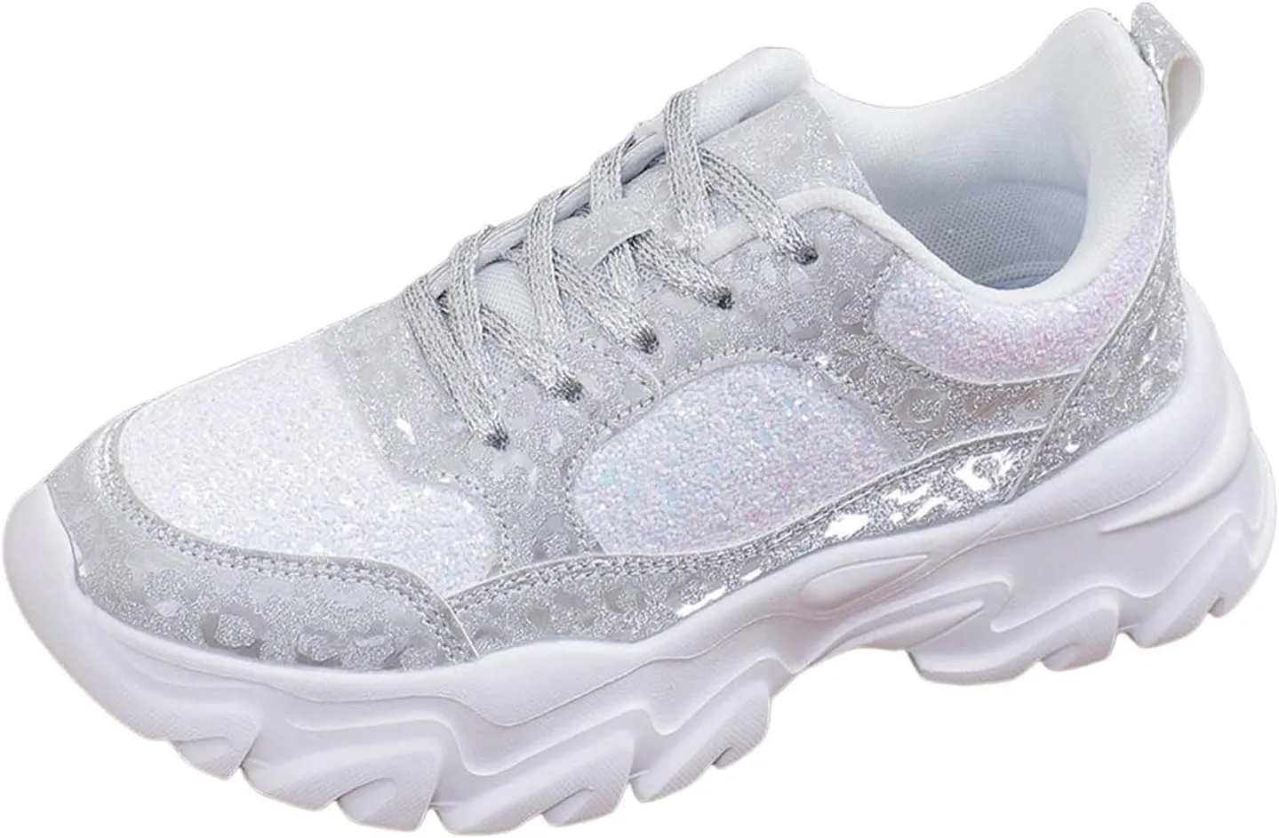 Damen Pailletten Sneakers Plateau Trainer Schuhe Walkingschuhe Freizeitschuhe Atmungsaktiv Indoor Soccer Shoes Women 6