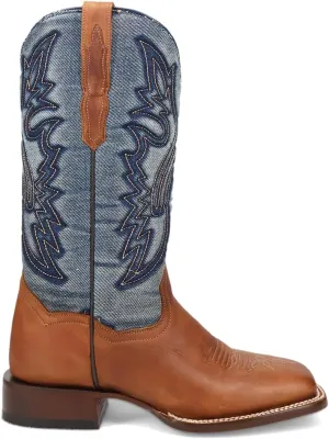 Dan Post Womens Ellie Embroidered Square Toe Casual Boots Mid Calf Low Heel 1-2" - Blue, Brown