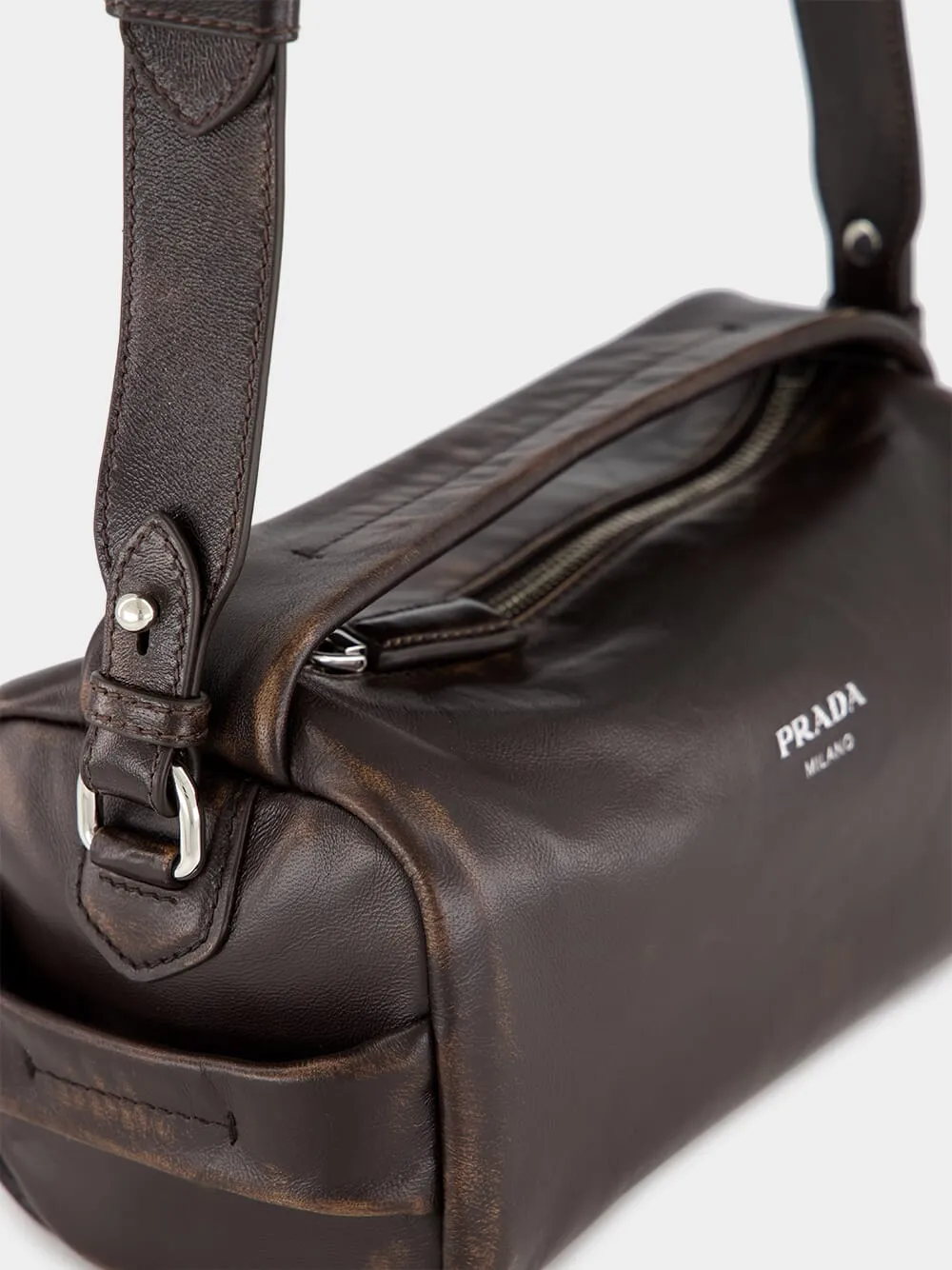 Dark Brown Nappa Leather Shoulder Bag