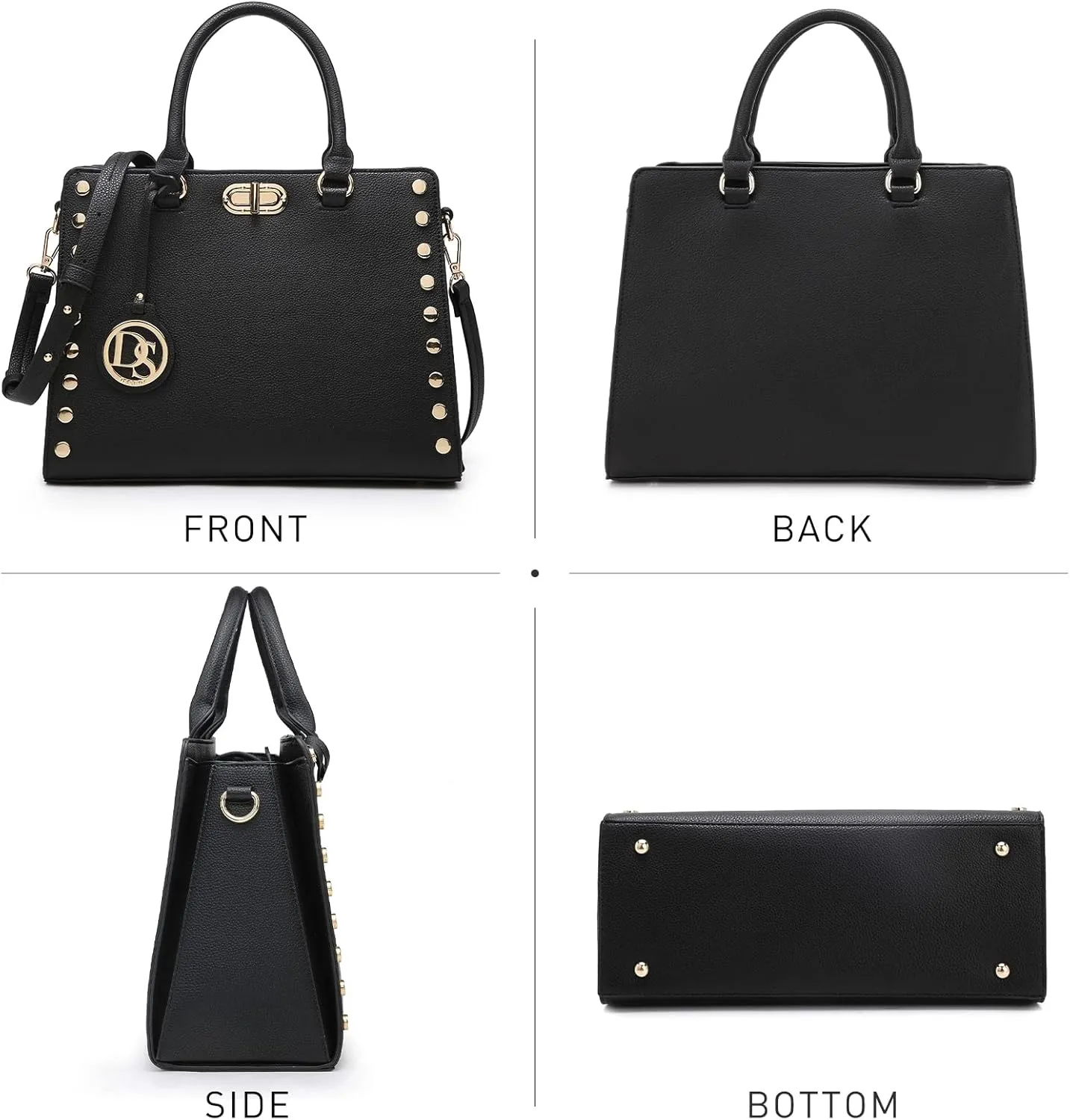 Dasein Women Medium Satchel Handbag Work Tote Shoulder Bag Top Handle Purse with Matching Clutch 2pcs Set