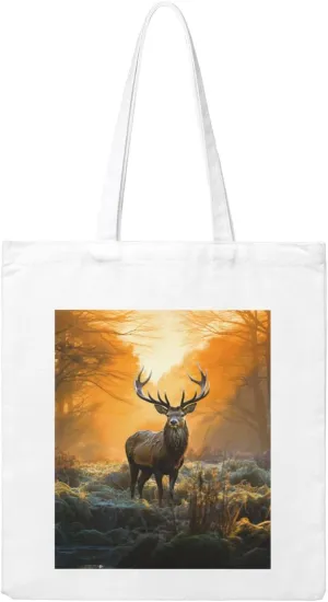 Deer In Forest Large Canvas Tote Bag Cute Travel Shoulder Bag Reusable Washable Shopping Grocery Bags For Women Men