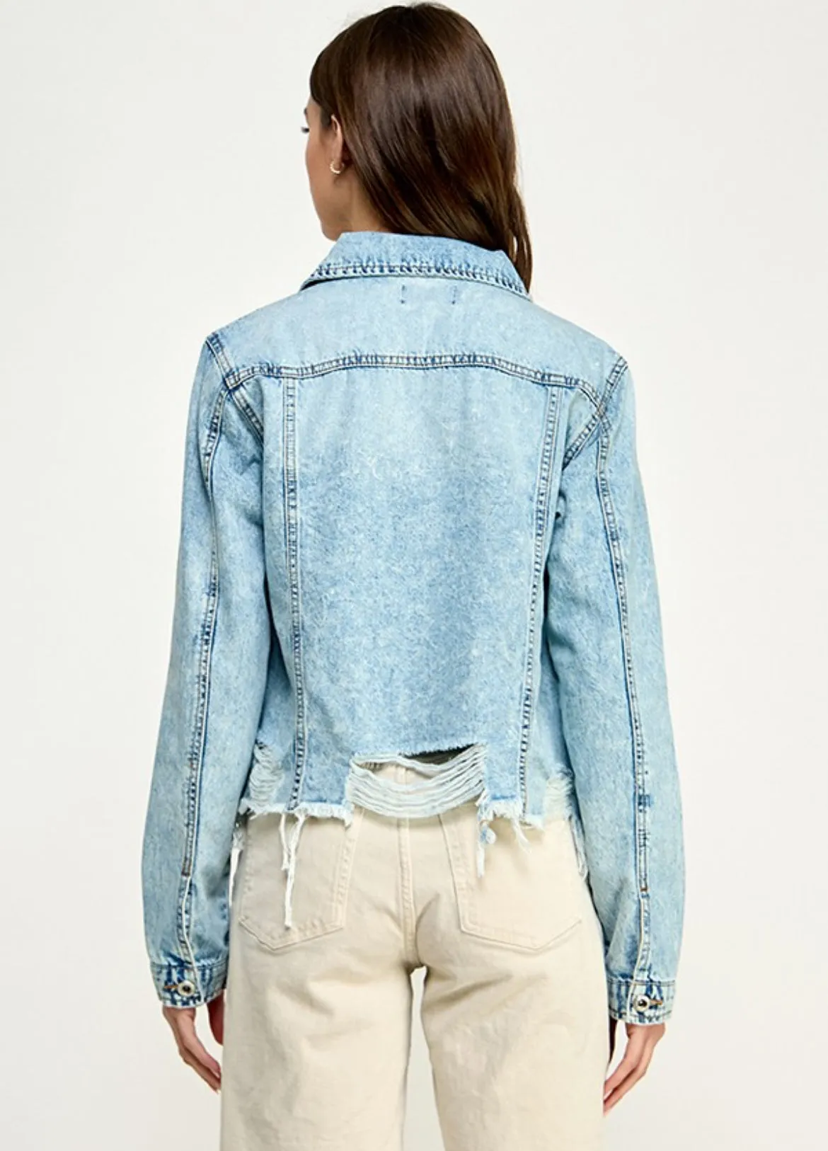 Denim Jacket with Distressing
