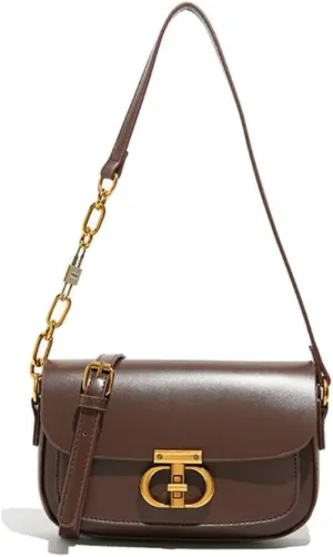 Designer Shoulder Bag with Chain Strap, Gold Hardware Small Square Purse