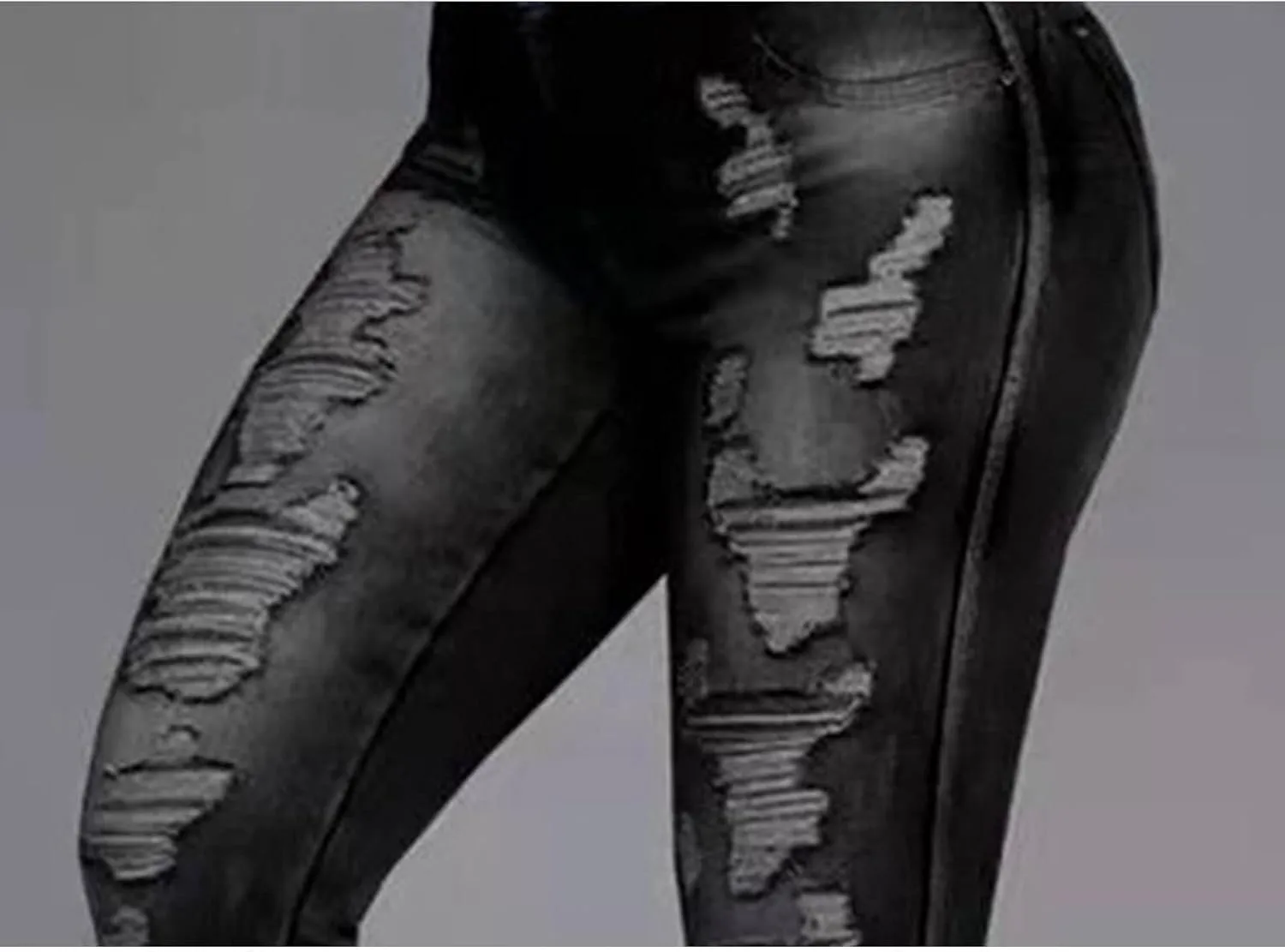 DGHM-JLMY Women's Scratch Ripped Skinny Jeans Distressed Butt Lifting Curvy Denim Pants Stretch Tight Destroyed Jeans