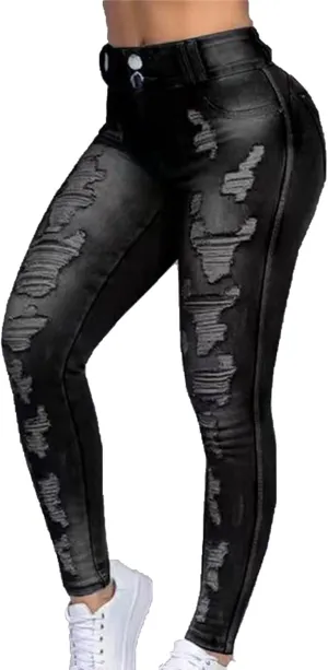 DGHM-JLMY Women's Scratch Ripped Skinny Jeans Distressed Butt Lifting Curvy Denim Pants Stretch Tight Destroyed Jeans