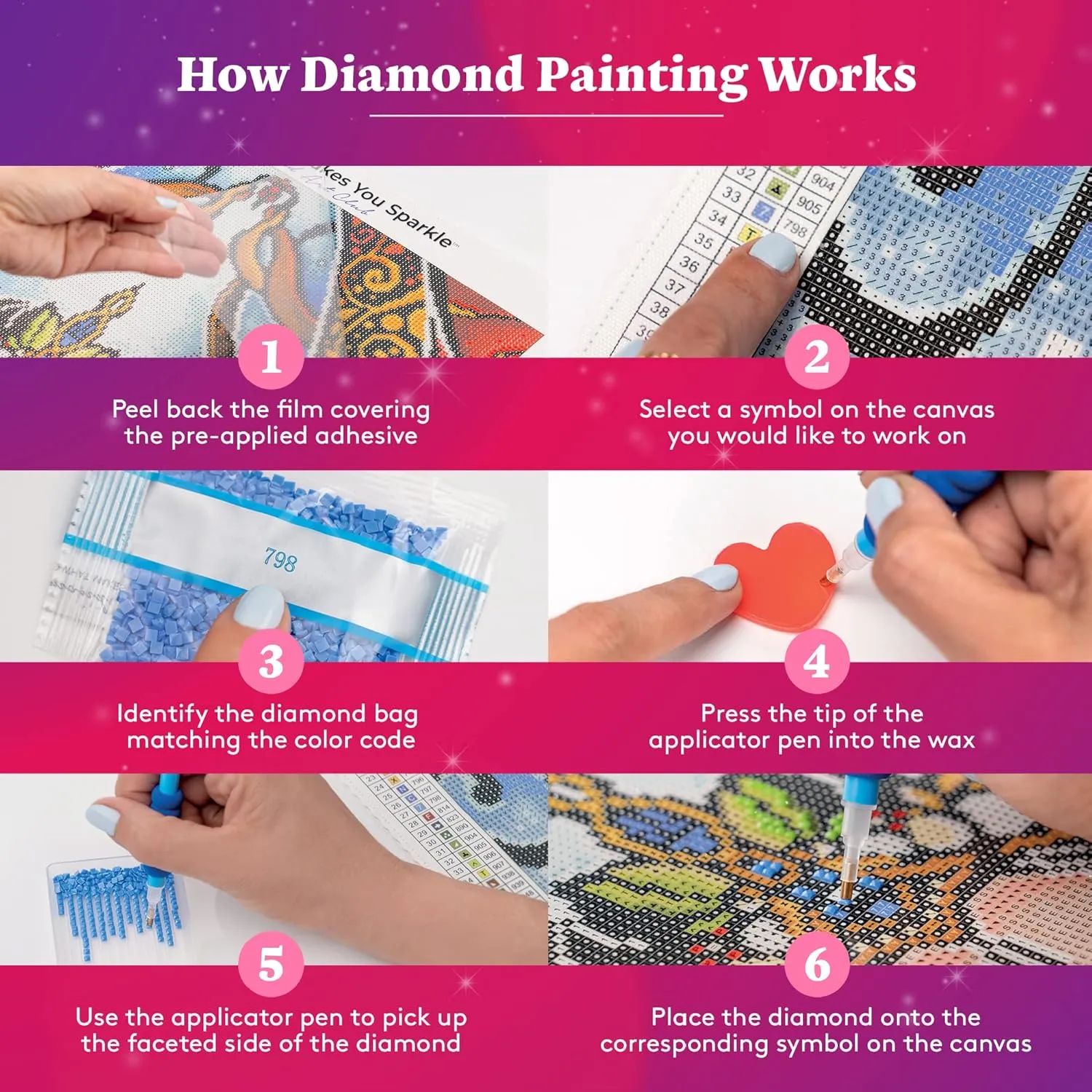 DIAMOND ART CLUB Starry Night- Night Music 5D Diamond Painting Kit, Star Diamond Canvas, Square Diamond Art for Adults and All Ages, 13" x 18" (33 x 46 cm)