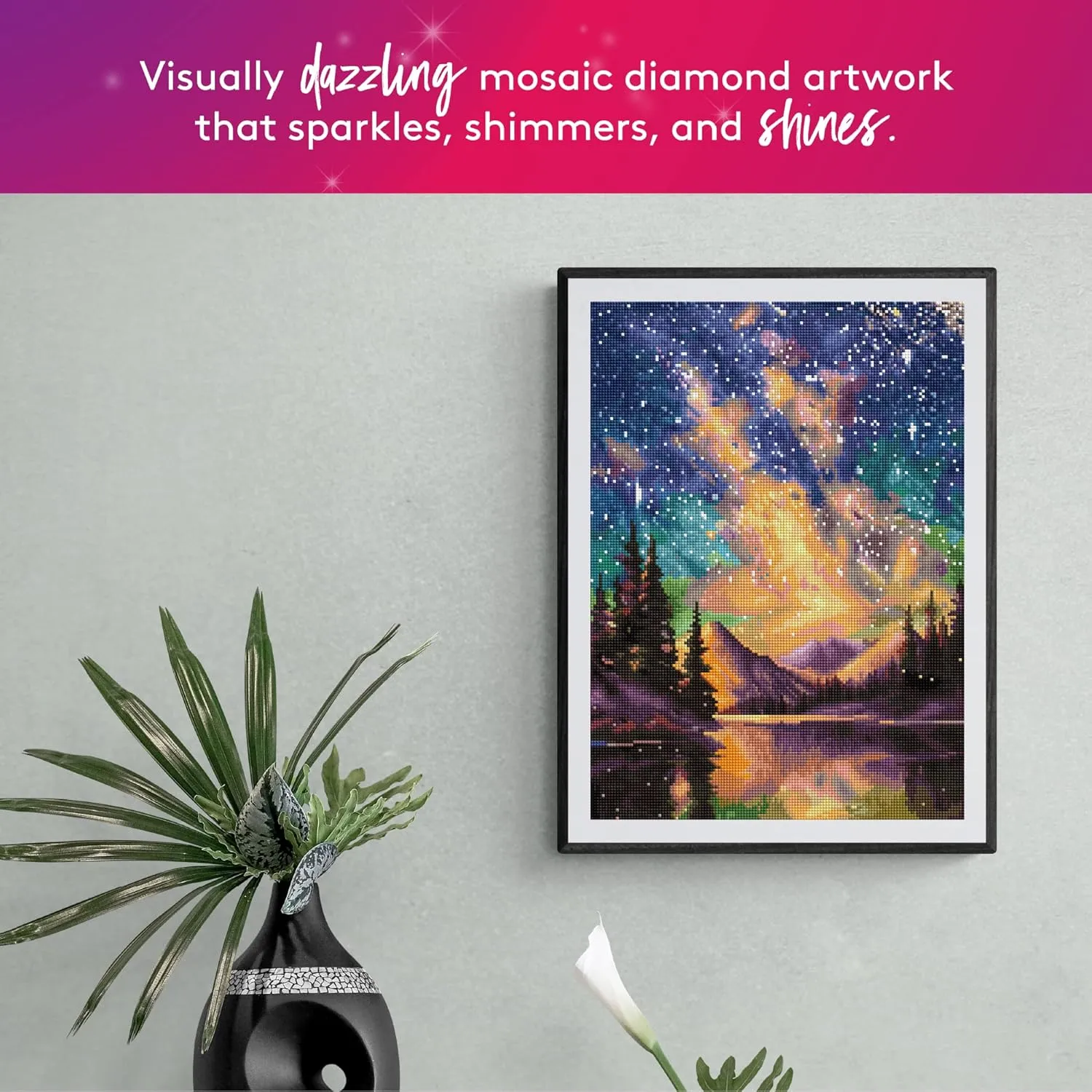 DIAMOND ART CLUB Starry Night- Night Music 5D Diamond Painting Kit, Star Diamond Canvas, Square Diamond Art for Adults and All Ages, 13" x 18" (33 x 46 cm)