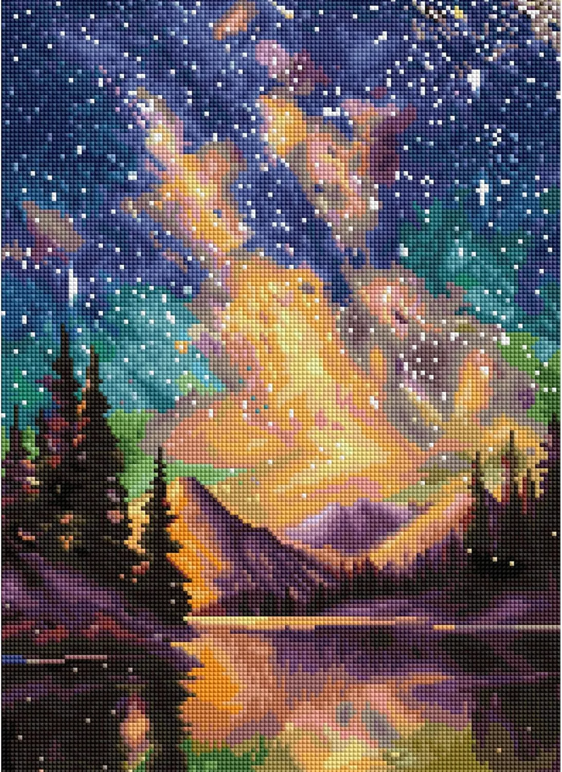 DIAMOND ART CLUB Starry Night- Night Music 5D Diamond Painting Kit, Star Diamond Canvas, Square Diamond Art for Adults and All Ages, 13" x 18" (33 x 46 cm)