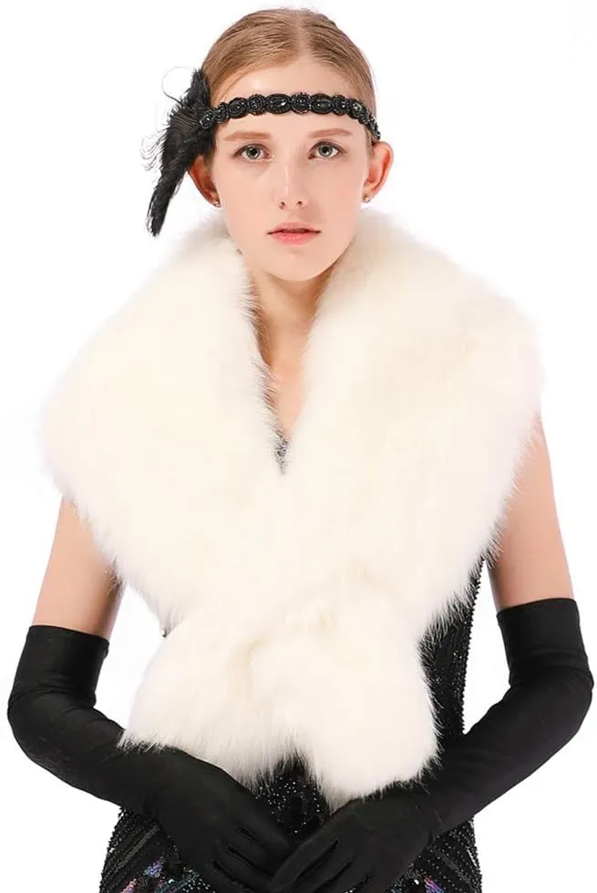 Dikoaina Extra Large Women's Faux Fur Collar for Winter Coat