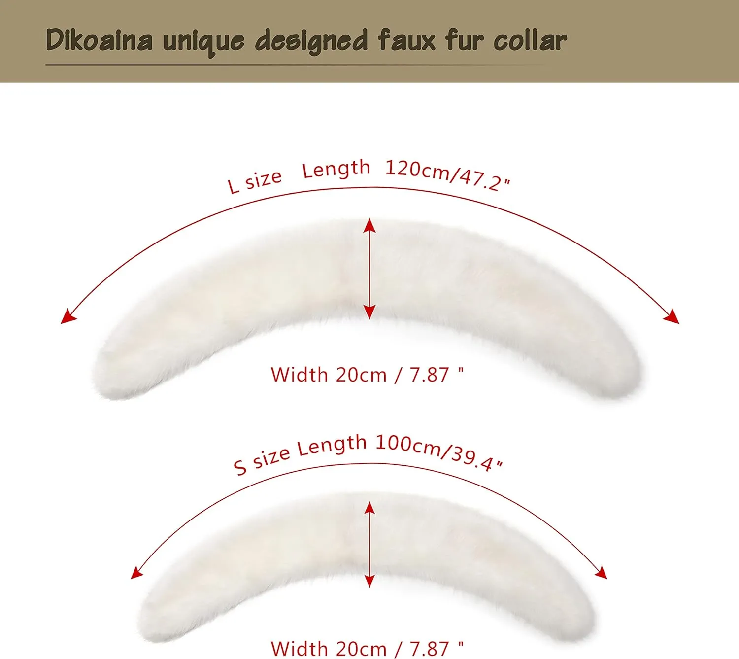 Dikoaina Extra Large Women's Faux Fur Collar for Winter Coat