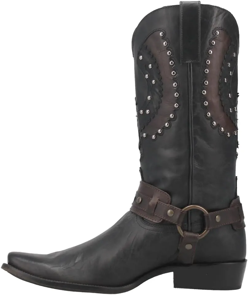 Dingo Mens War Eagle Studded Square Toe Pull On Casual Boots Mid Calf - Brown