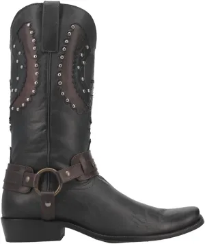 Dingo Mens War Eagle Studded Square Toe Pull On Casual Boots Mid Calf - Brown
