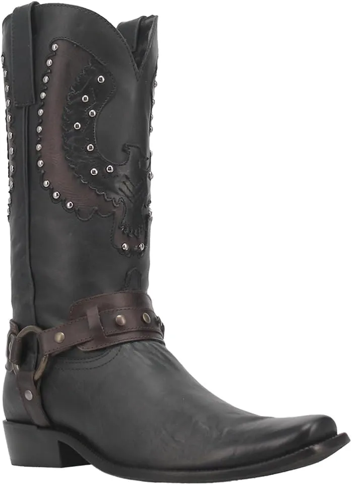 Dingo Mens War Eagle Studded Square Toe Pull On Casual Boots Mid Calf - Brown