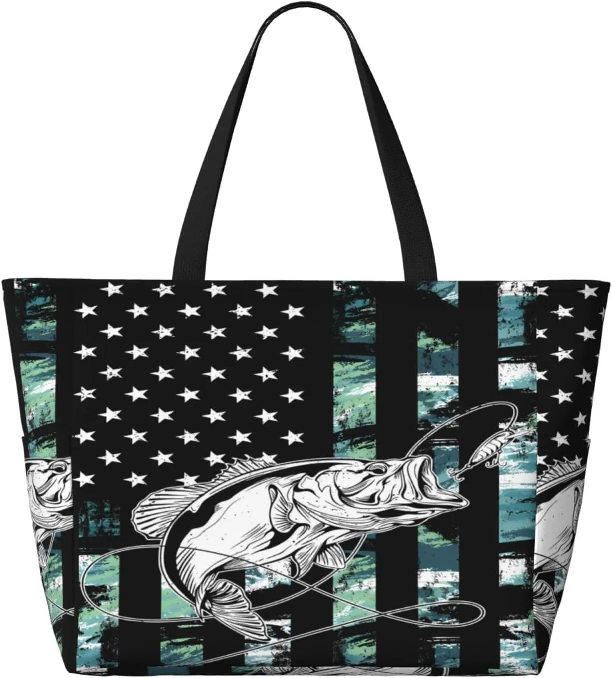 Dispatch Police Military Fire Flag Tote Bag With 8 Storage Pockets Top Zip Shoulder Bag Handbag For Travel Work Women