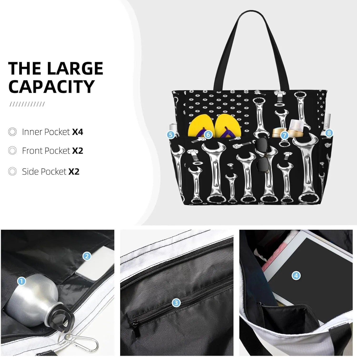 Dispatch Police Military Fire Flag Tote Bag With 8 Storage Pockets Top Zip Shoulder Bag Handbag For Travel Work Women