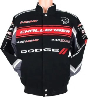 Dodge Challenger Collage Mens Black Twill Jacket by JH Design