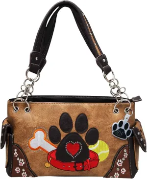Dog Paw Print Handbag Women Shoulder Purse Western Style