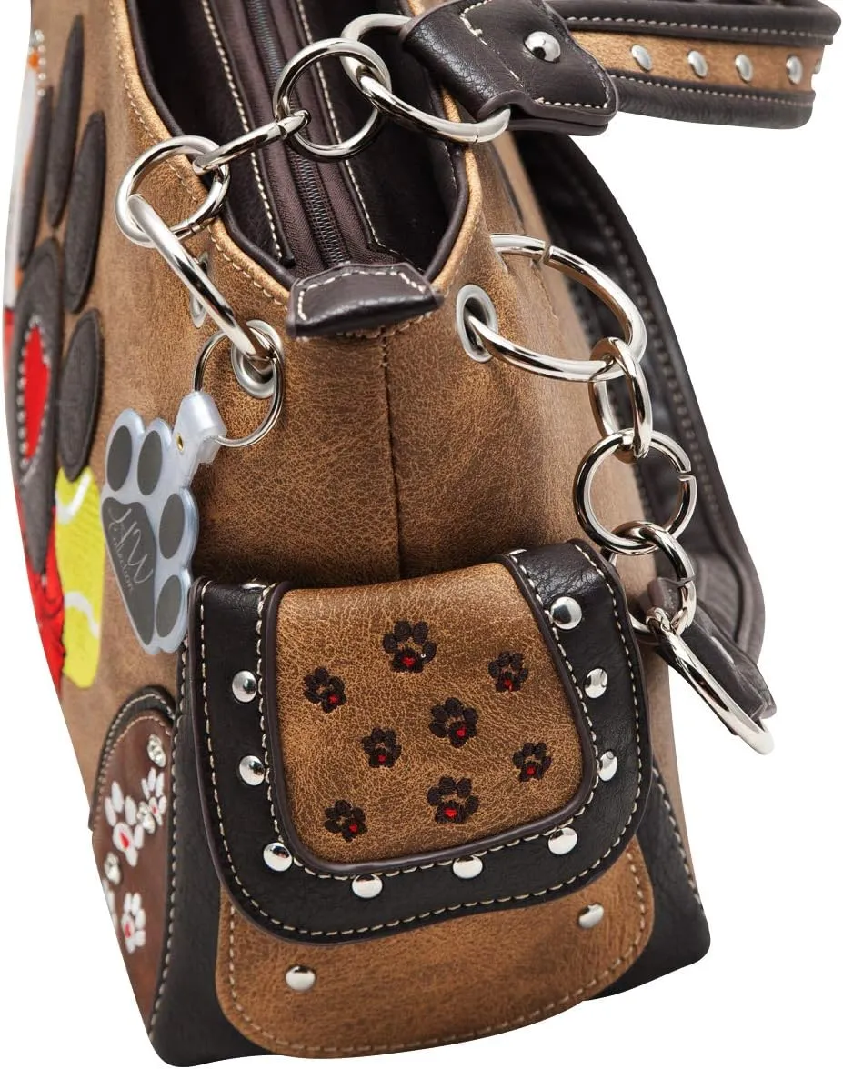 Dog Paw Print Handbag Women Shoulder Purse Western Style