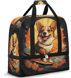 Dogs Animals Foldable Travel Duffel Bag Overnight Weekender Bag with Shoes Compartment Sports Gym Bag for Men Women