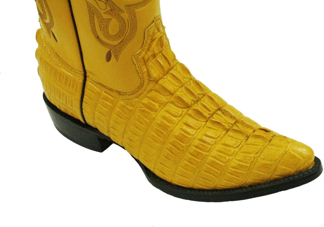 Dona Michi Men's Genuine Leather Crocodile Print J Toe Cow Boy Boots With Free Belt