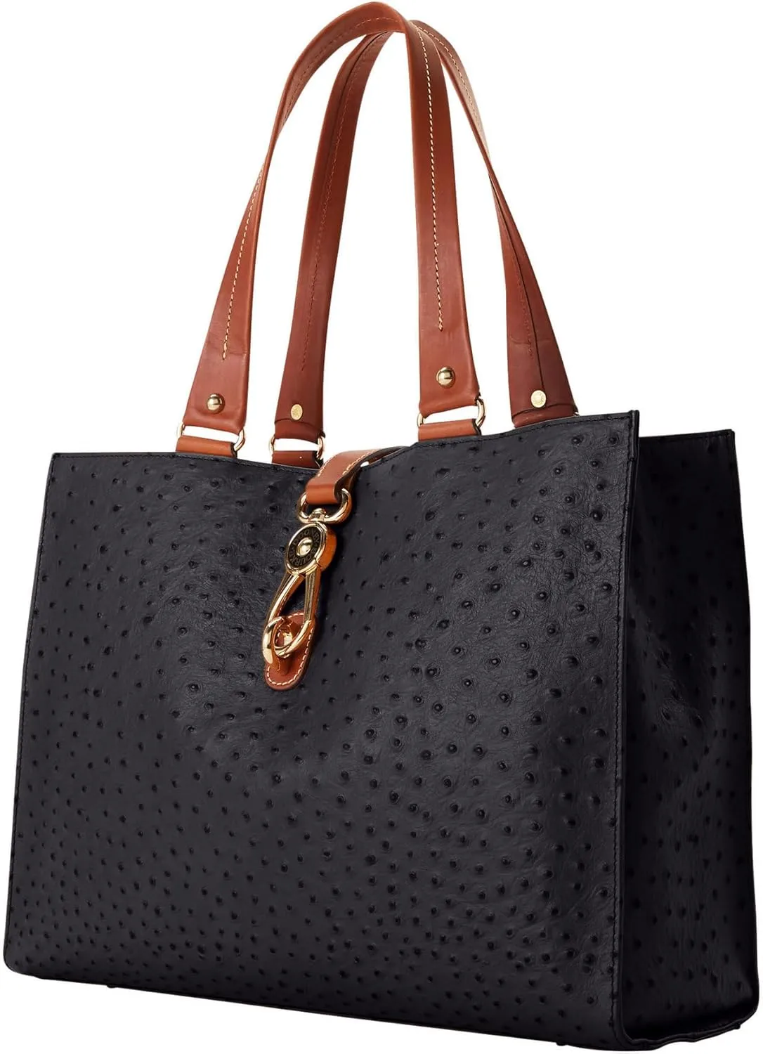 Dooney & Bourke Handbag, Ostrich Large Logo Lock Tote