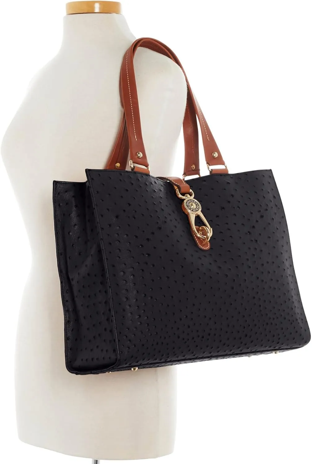 Dooney & Bourke Handbag, Ostrich Large Logo Lock Tote