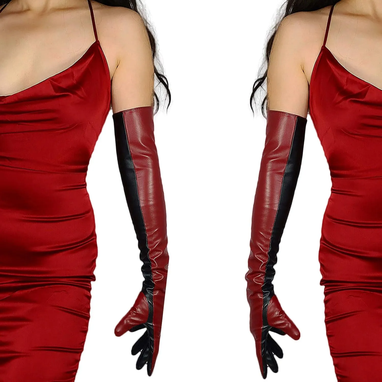 DooWay Women Long Leather Opera Gloves Evening Party Costume Faux Leather Cosplay Dress Accessories 24 inches